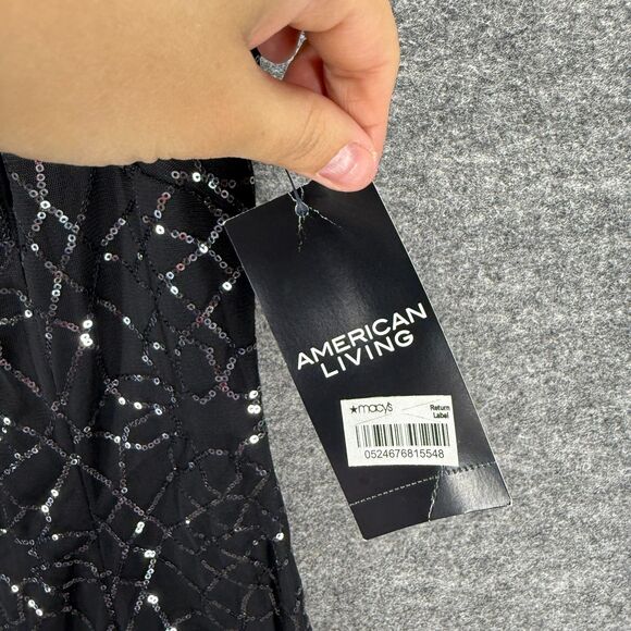 New American Living Dress Women 6 Black Shift Midi Zipper Sequin Sleeveless - Picture 3 of 9